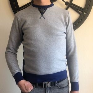 Raf By Raf Simons Geometric navy inserts Gray Sweatshirt Sz XS